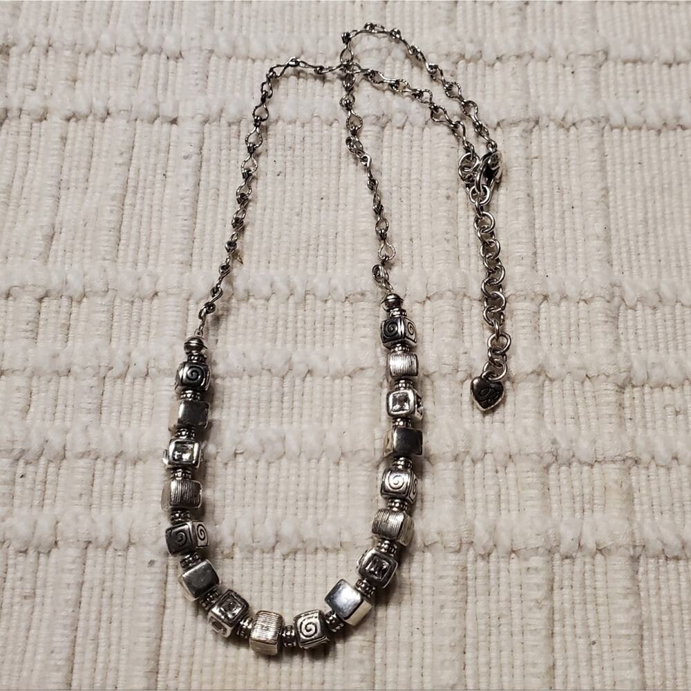 Brighton Mayan cube silver plated necklace